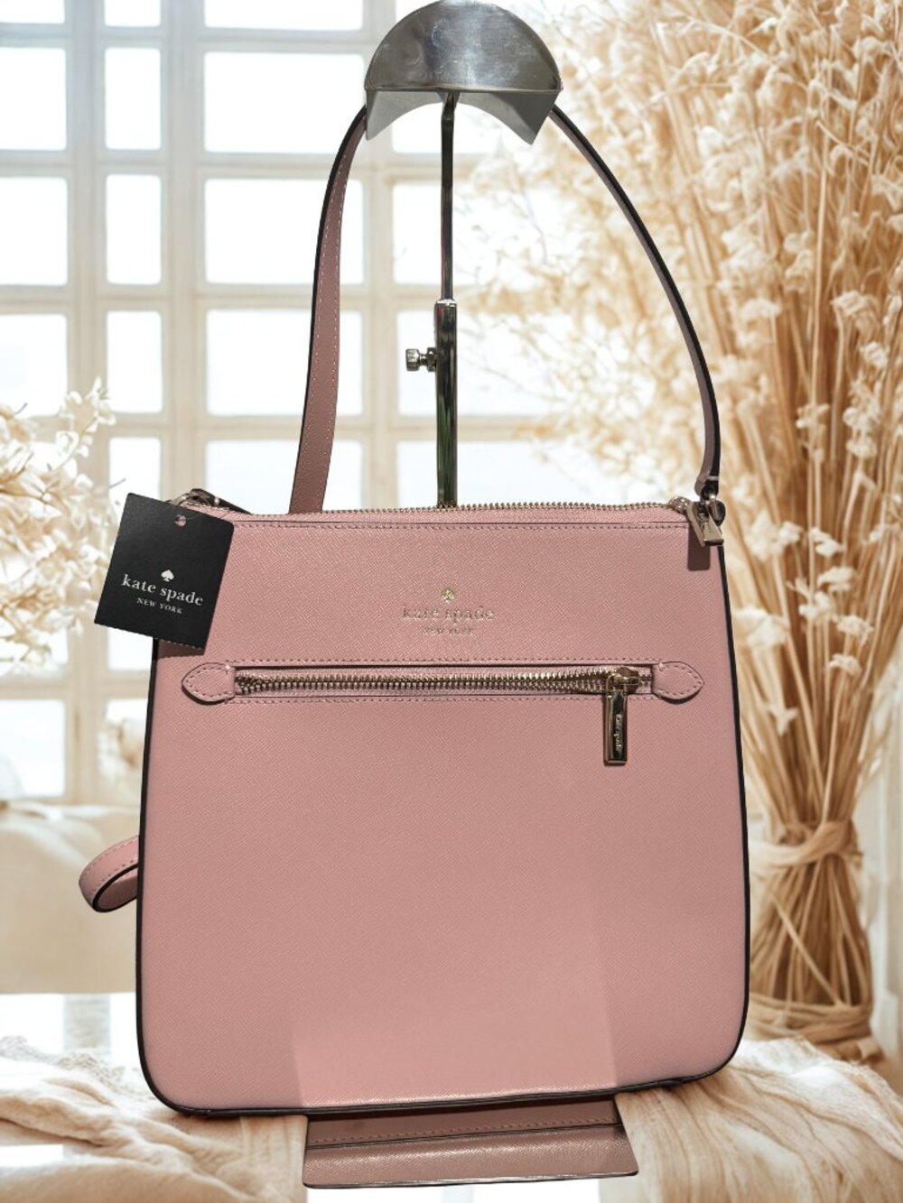 kate spade Pink Leather Shoulder Bag with Gold Hardware